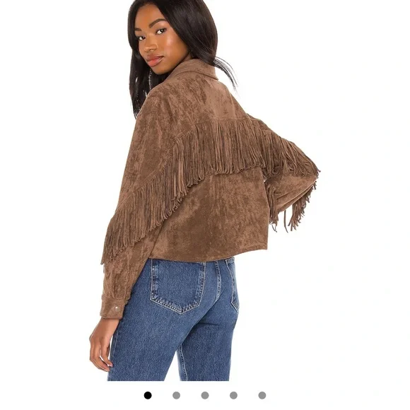 Brown Fringe Women's Jacket - Picture 2 of 5